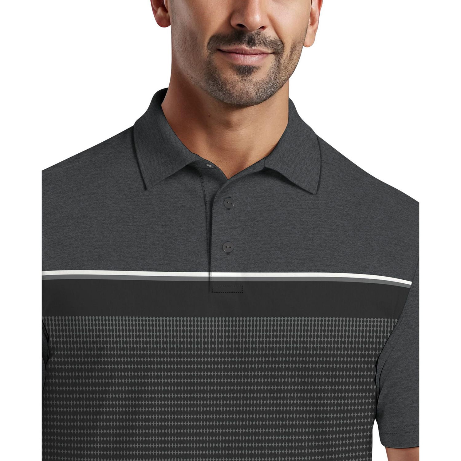 Ben Hogan Performance Men's Printed Panel Short Sleeve Golf Polo Shirt