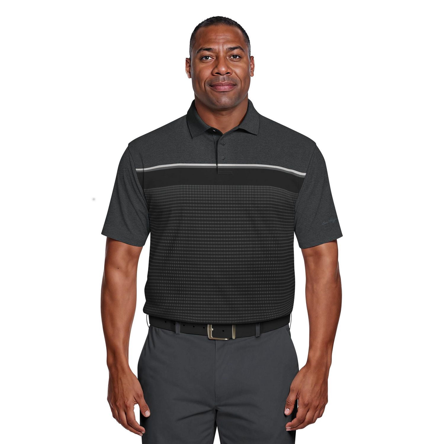 Ben Hogan Performance Men's Printed Panel Short Sleeve Golf Polo Shirt