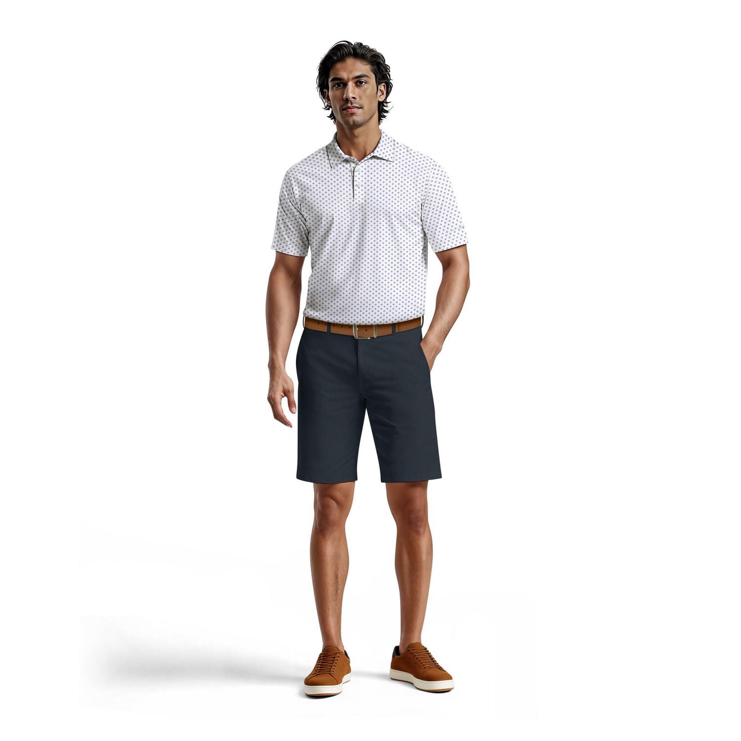 Ben Hogan Performance Men's Gentleman Geo Print Short Sleeve Golf Polo Shirt