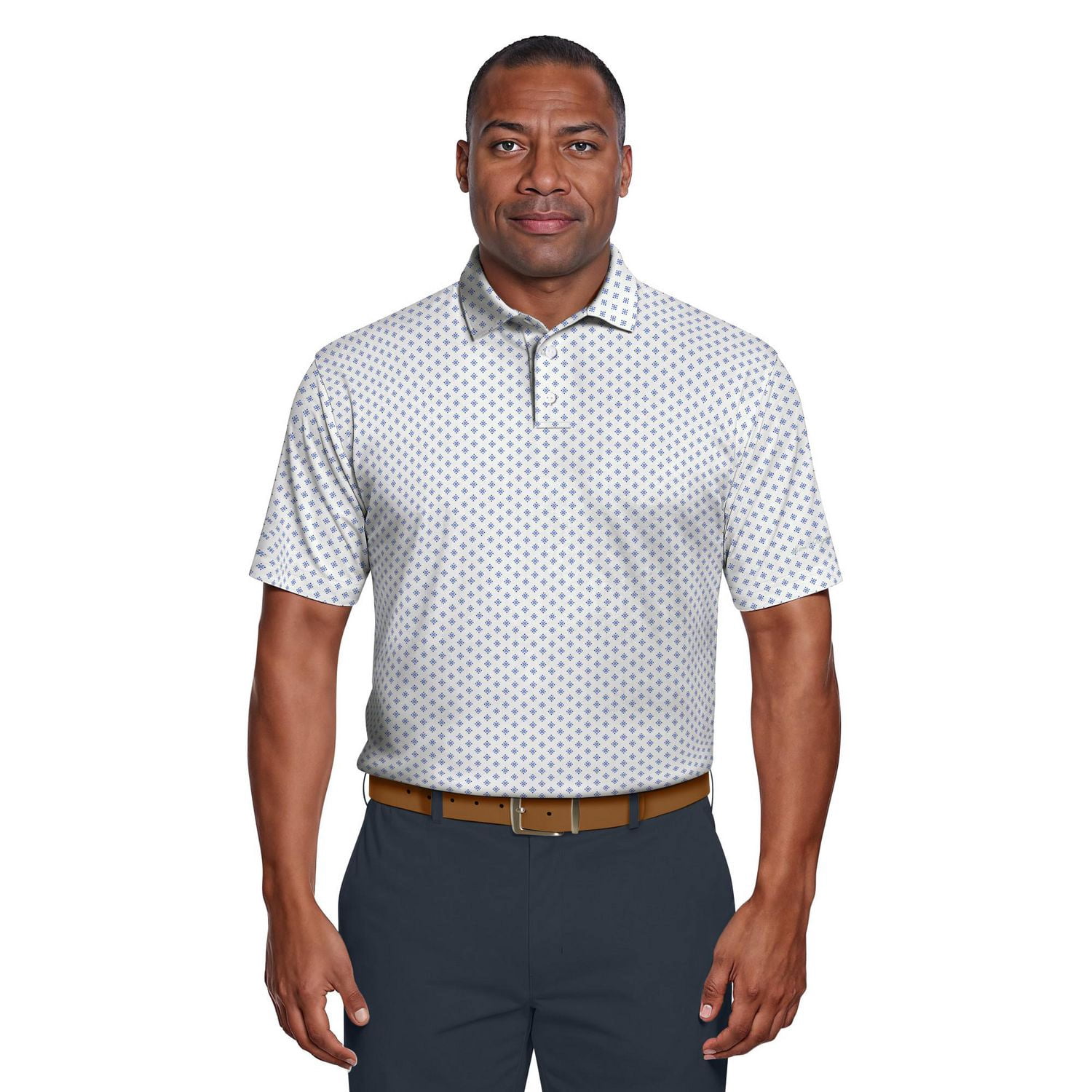 Ben Hogan Performance Men's Gentleman Geo Print Short Sleeve Golf Polo Shirt
