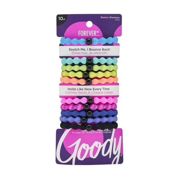 Goody Multi Colored Neon Forever - Damage-Free Hair Elastics - 10Ct, Goody Elastics