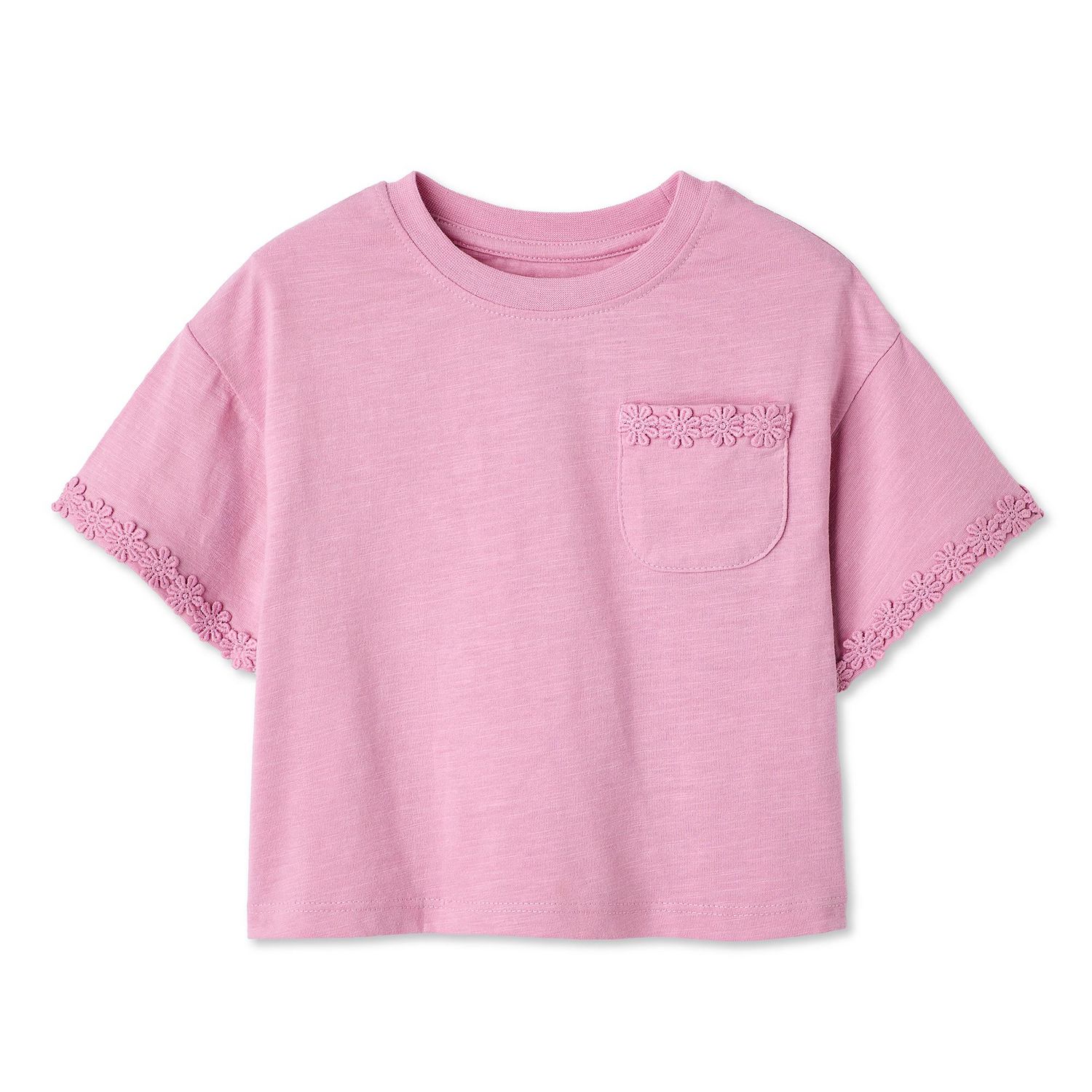 T-shirt avec garniture ornée de marguerites George pour petites filles