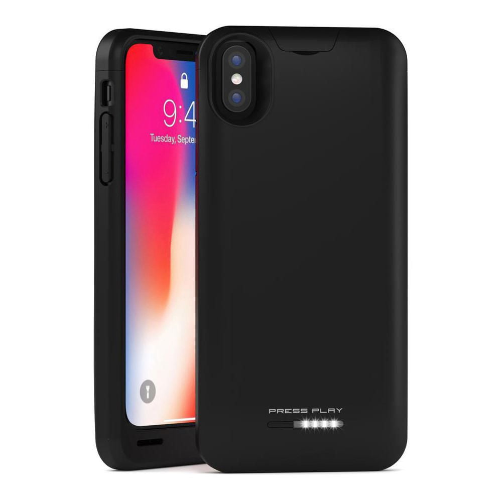 Press Play iPhone X Battery Case Nero iPhone 10 Portable Charger Slim