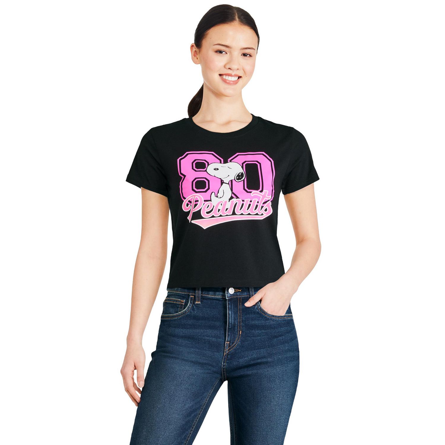T-shirt à imprimé graphique Snoopy Peanuts pour femmes