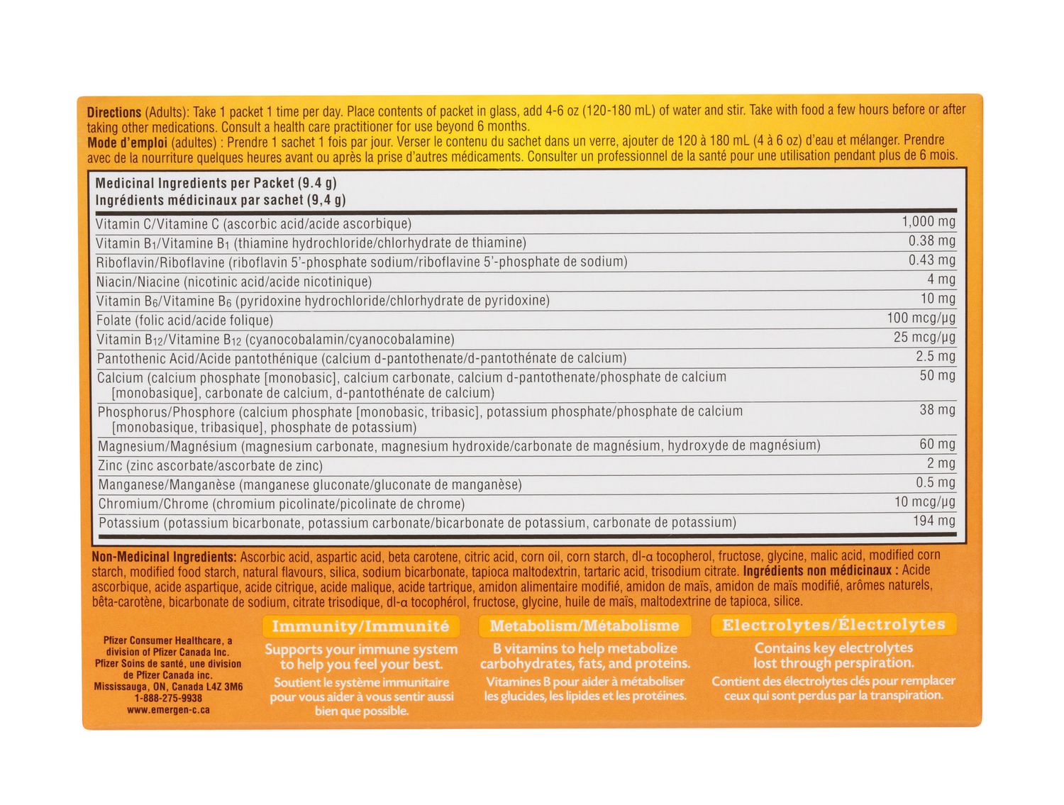 Emergen-C® Tangerine 1000mg Vitamin C / Electrolytes / B Vitamins
