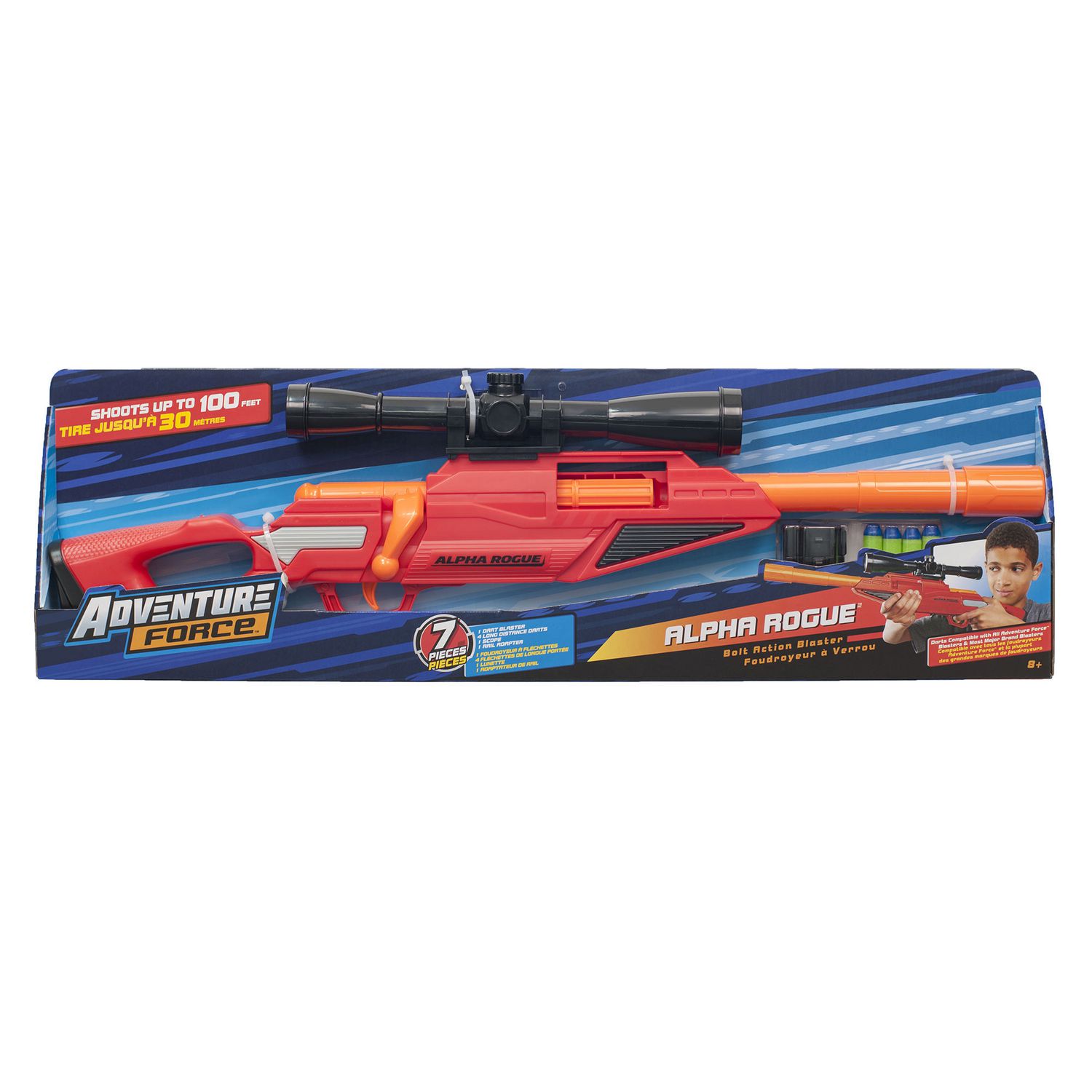 Rail Adapter and Darts Sniper Toy Gun Rogue Blaster Alpha-Force with Scope 
