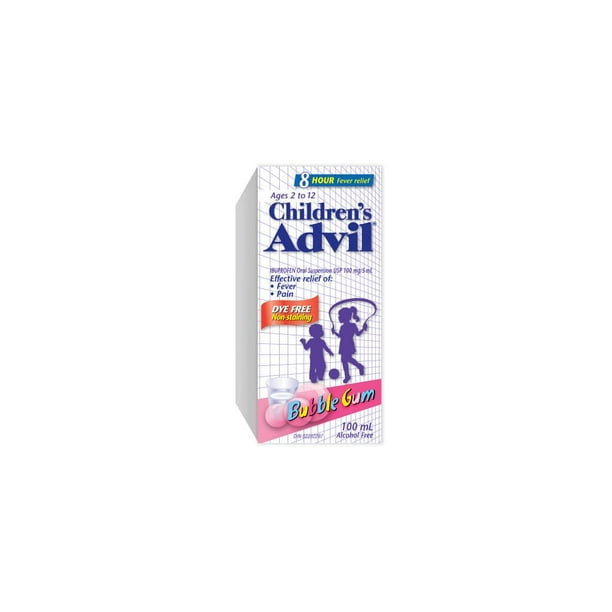 Children's Advil Suspension Dyefree Bubble Gum 100 ml Walmart.ca