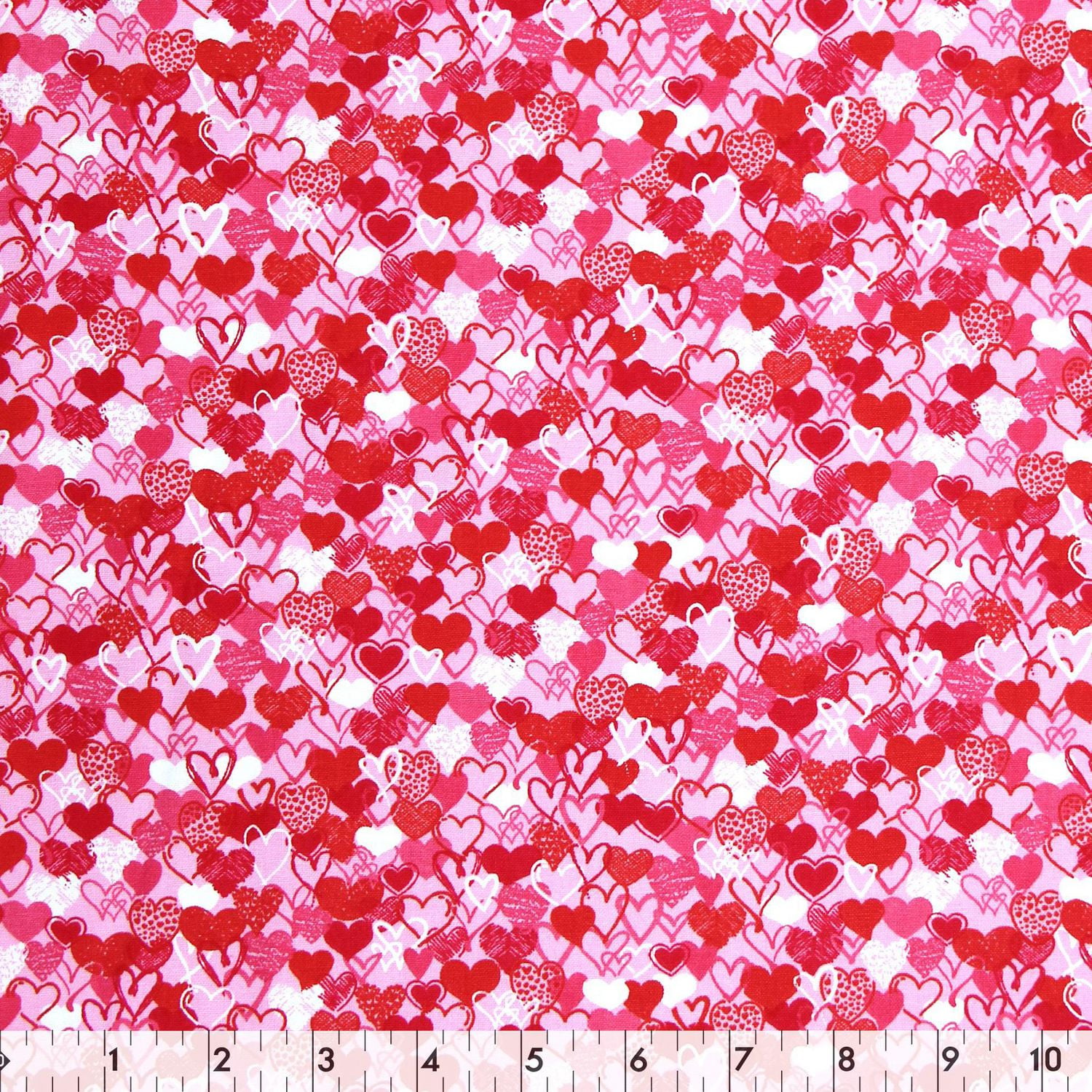Fabric Creations Red and Pink Valentine Hearts Cotton Fabric by the