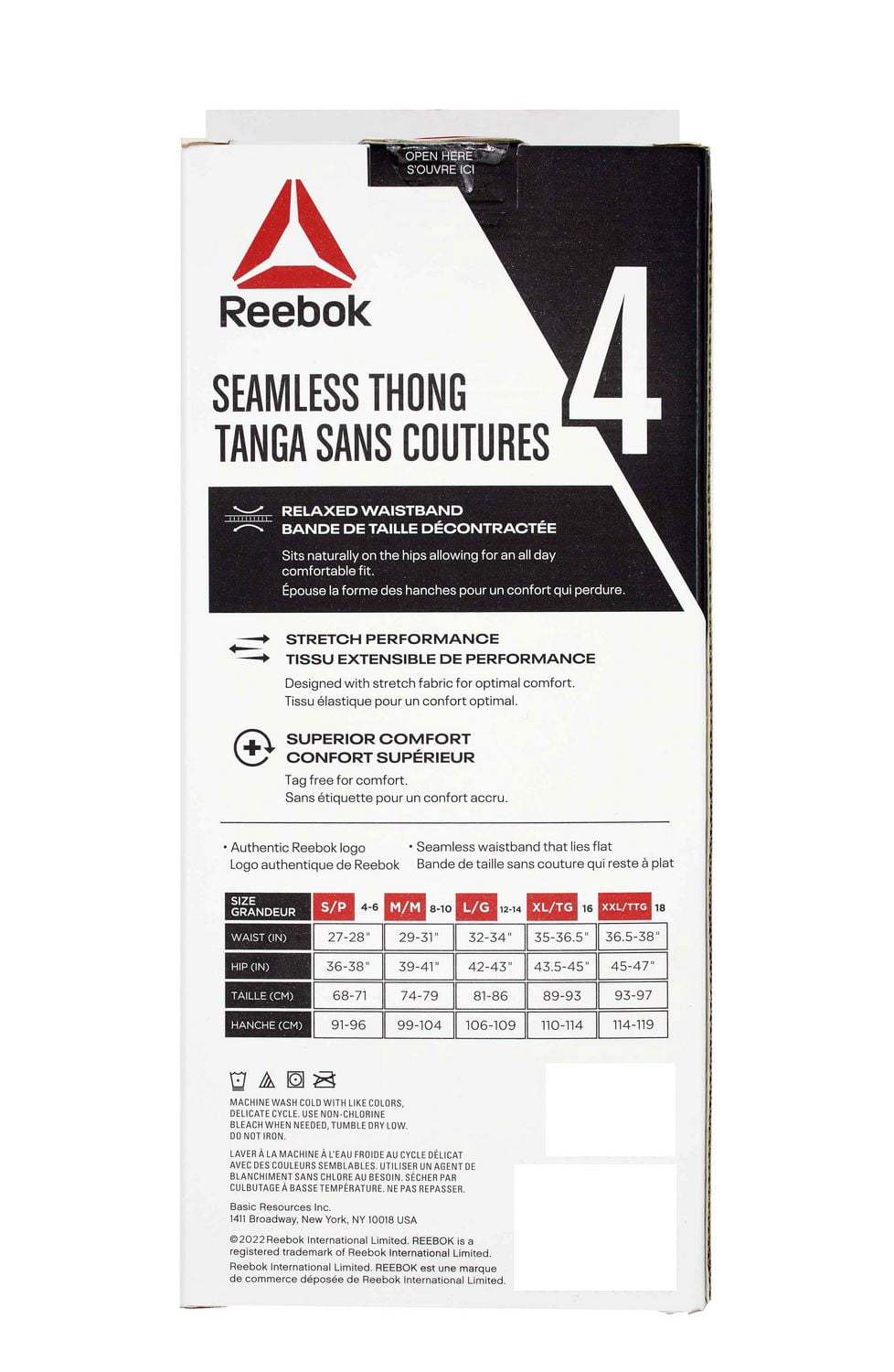 Reebok Ladies' 4 Pack Seamless Thongs