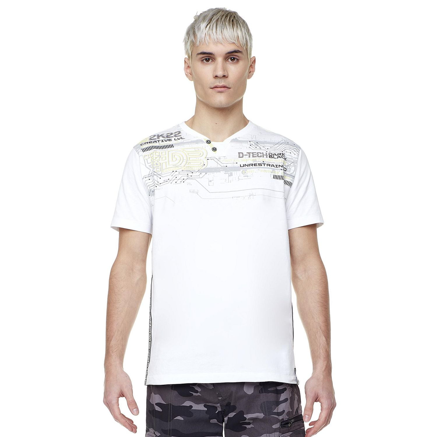 Tee-shirt henley pour homme Dark Black