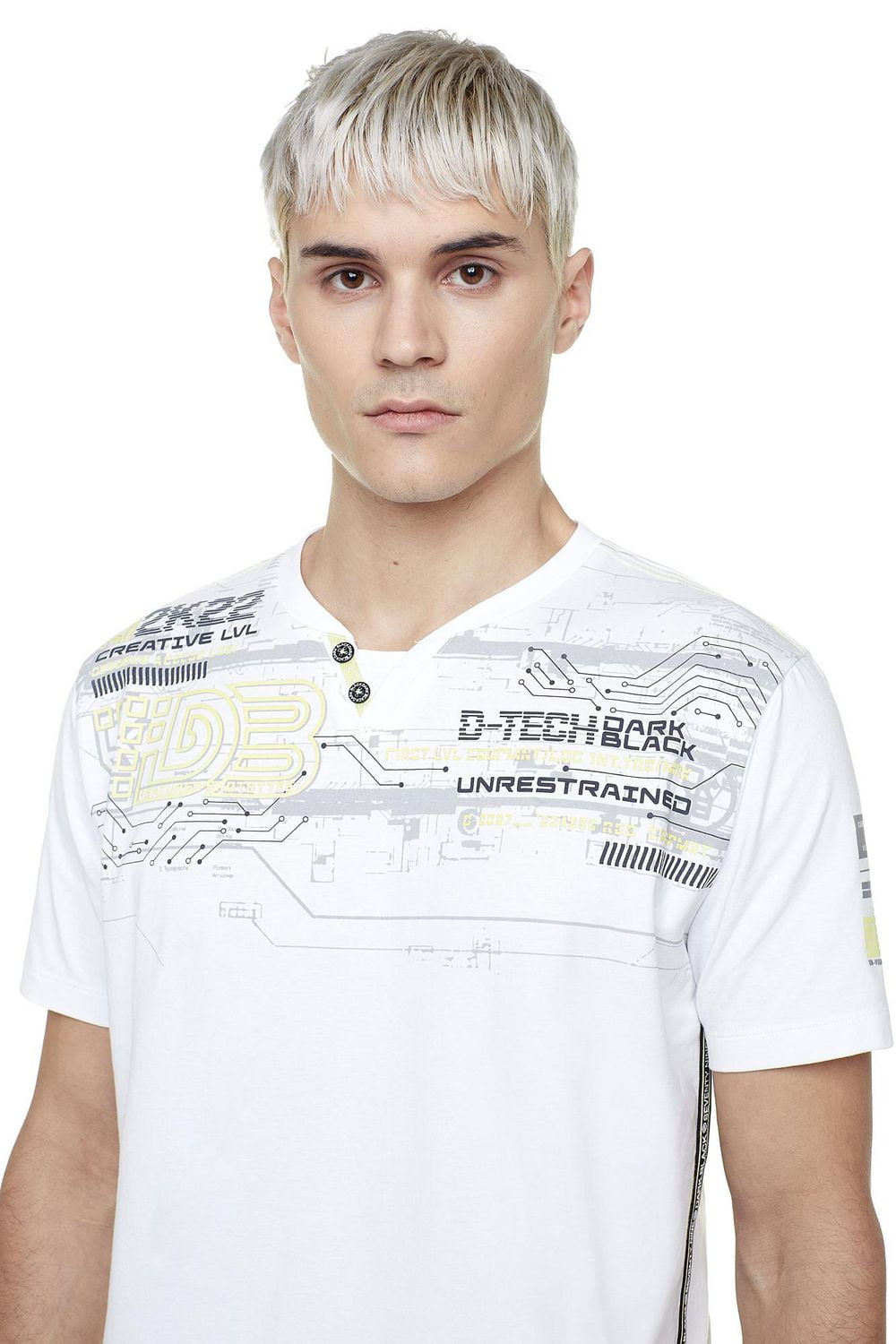 Tee-shirt henley pour homme Dark Black