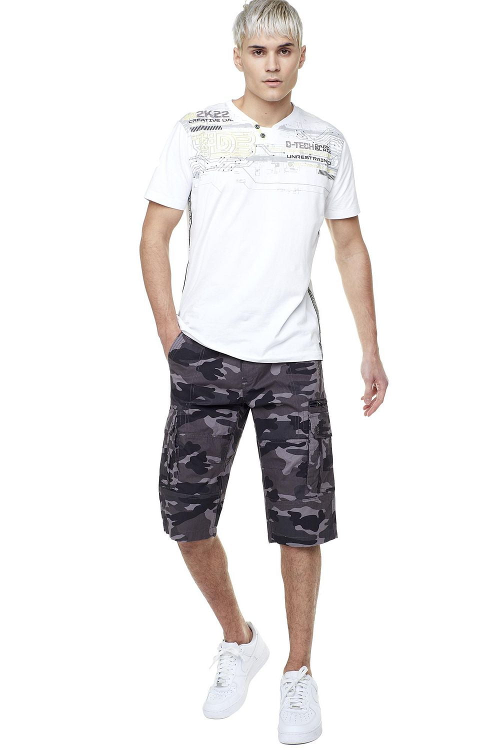 Tee-shirt henley pour homme Dark Black