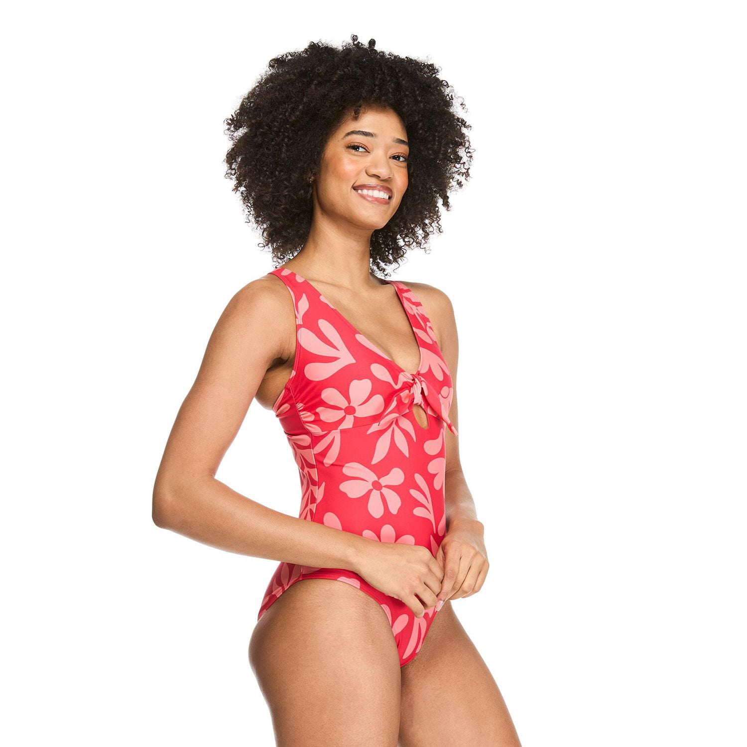 George Women's Printed Front Tie One Piece Swimsuit