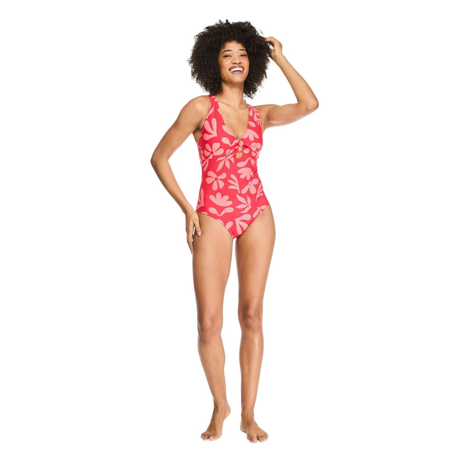 George Women's Printed Front Tie One Piece Swimsuit