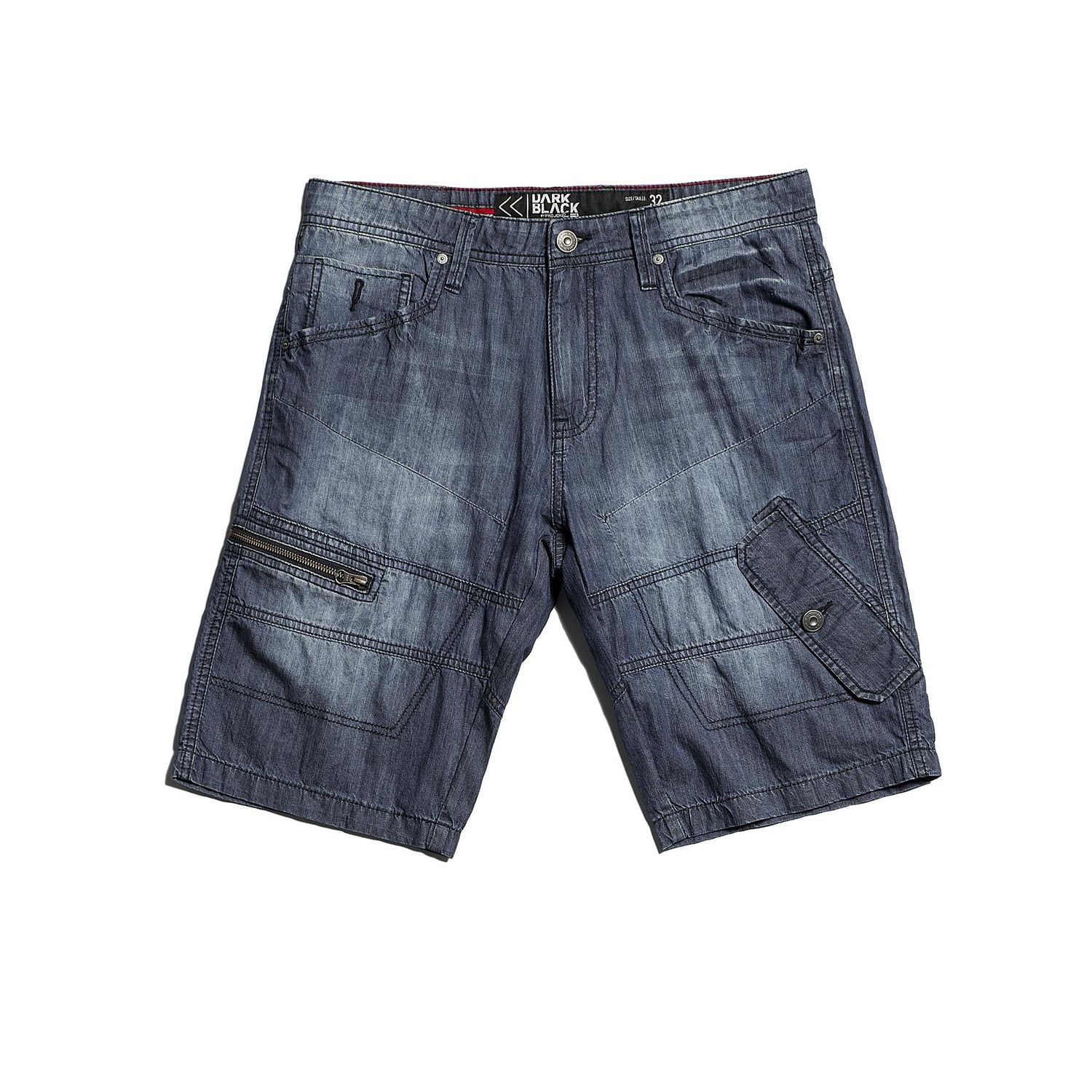 Dark Black Men's Super Lightweight Denim Cargo Capri