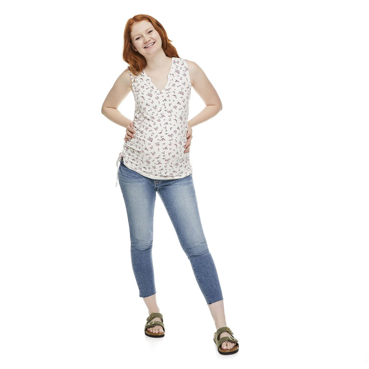 Paisley Sky Maternity Ruched Side Rib Tank