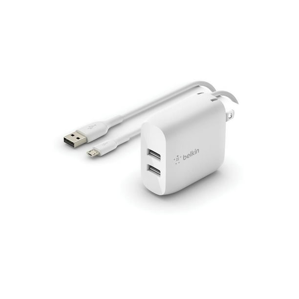Chargeur mural double USB-A 24 W BOOST↑CHARGE™ <br>+ Câble USB-A vers micro-USB