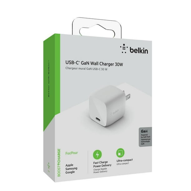 Chargeur mural USB-C à chargement rapide de 30 W de Google - Blanc