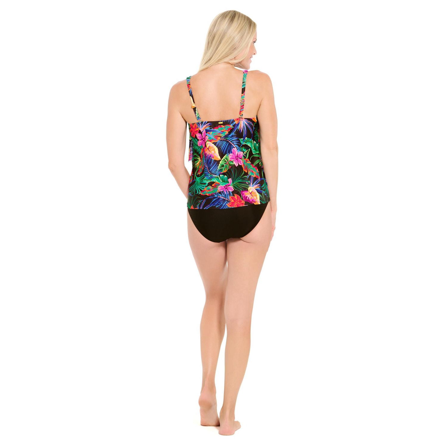 Haut de tankini à volants superposés en mesh et encolure V pour femme Krista