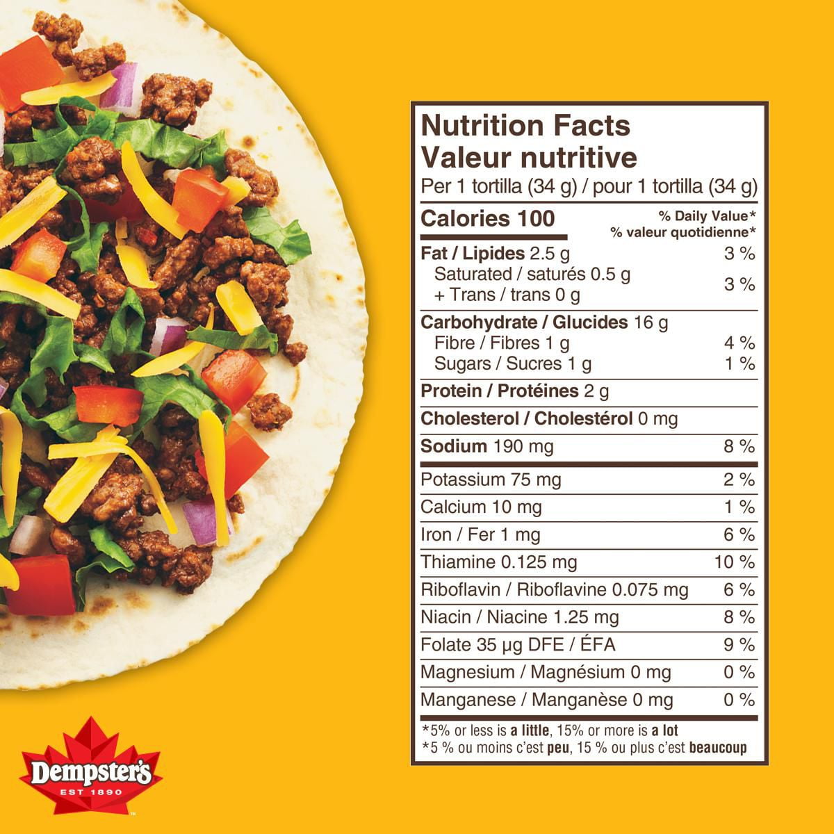 Dempster’s 100% Whole Wheat Large Tortillas, 610 g 610 g