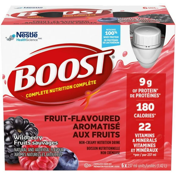 BOOST Fruit Flavoured Complete Nutrition Wildberry, 6 x 237 ml