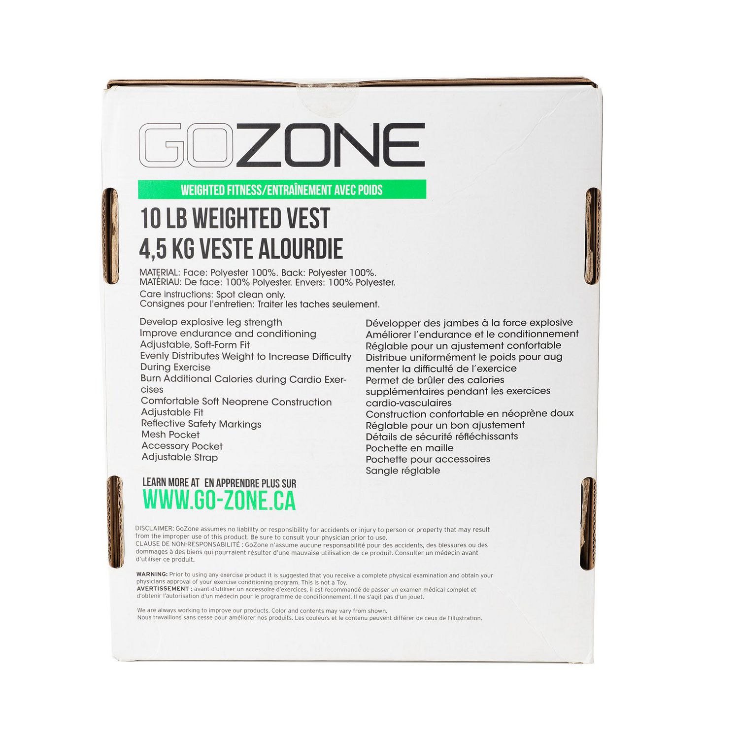 10lb Weighted Vest – Black/Grey – GoZone – GoZone Canada
