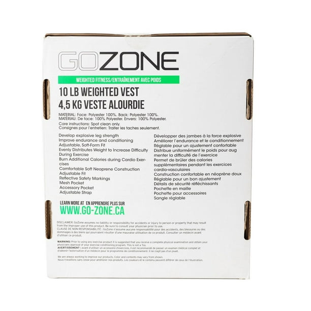 Gilet lesté de 10 lb - Noir/Gris - GoZone - GoZone Canada