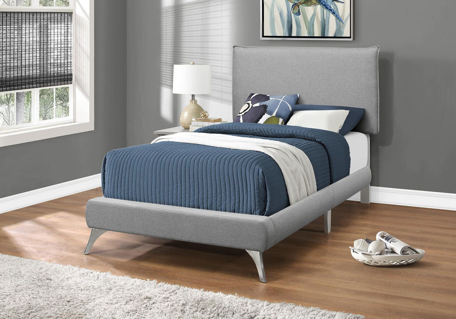 Grey LinenLook Twin Size Bed by Monarch Specialties Walmart Canada
