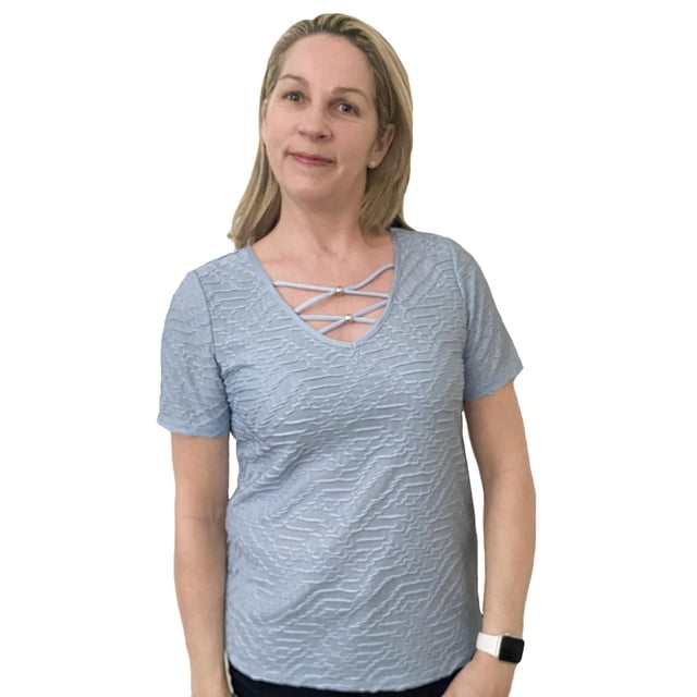 Haut dames en Jacquard Time Square avec détail à l'encolure
