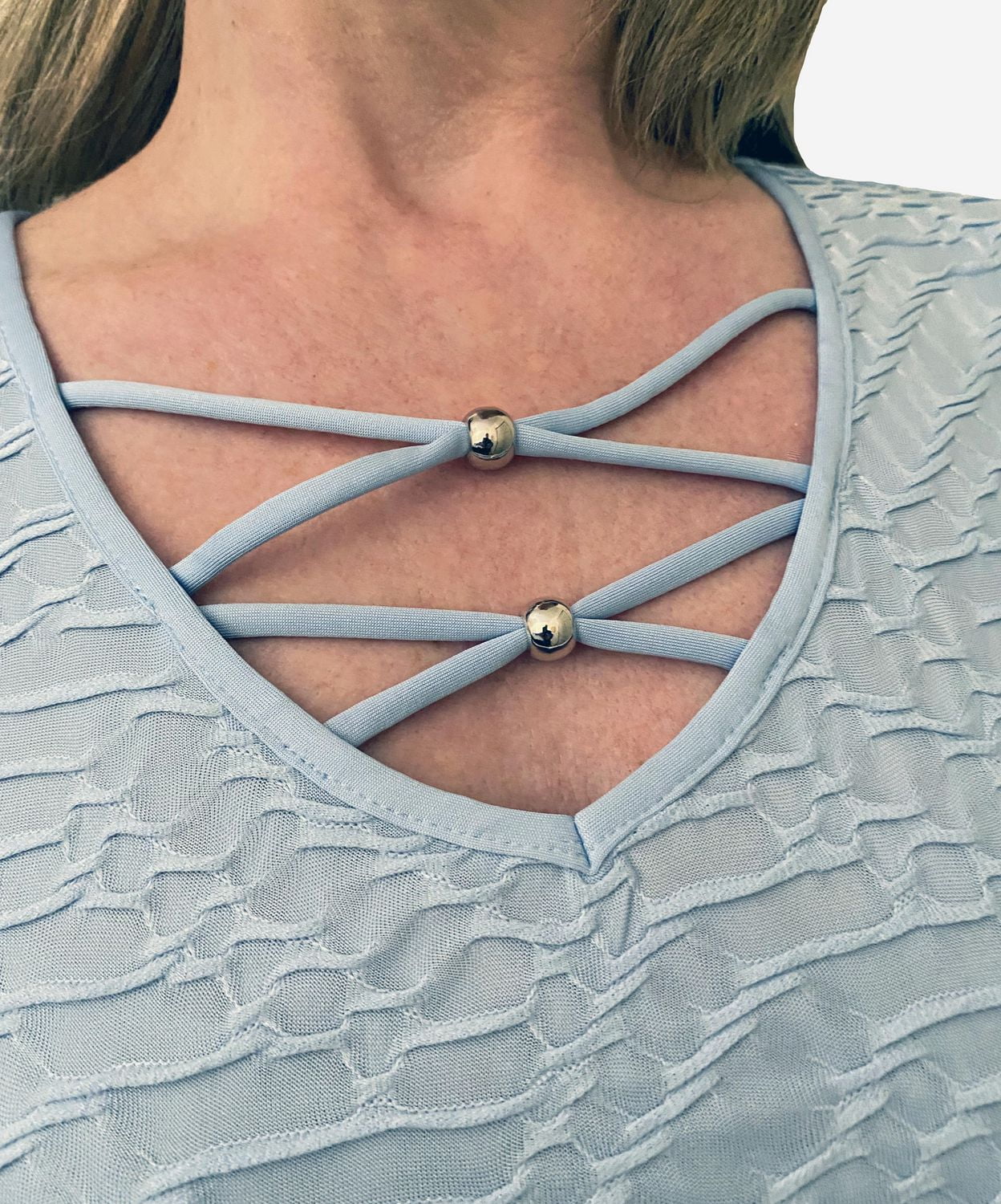 Time Square women's Jacquard Top with Neck Detail