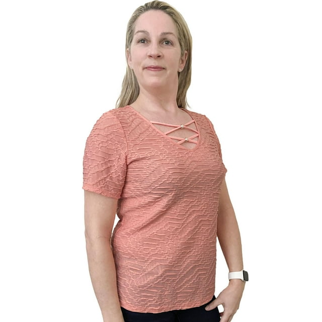 Haut dames en Jacquard Time Square avec détail à l'encolure
