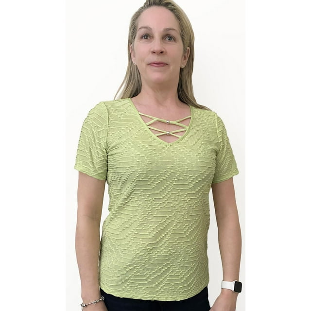 Haut dames en Jacquard Time Square avec détail à l'encolure