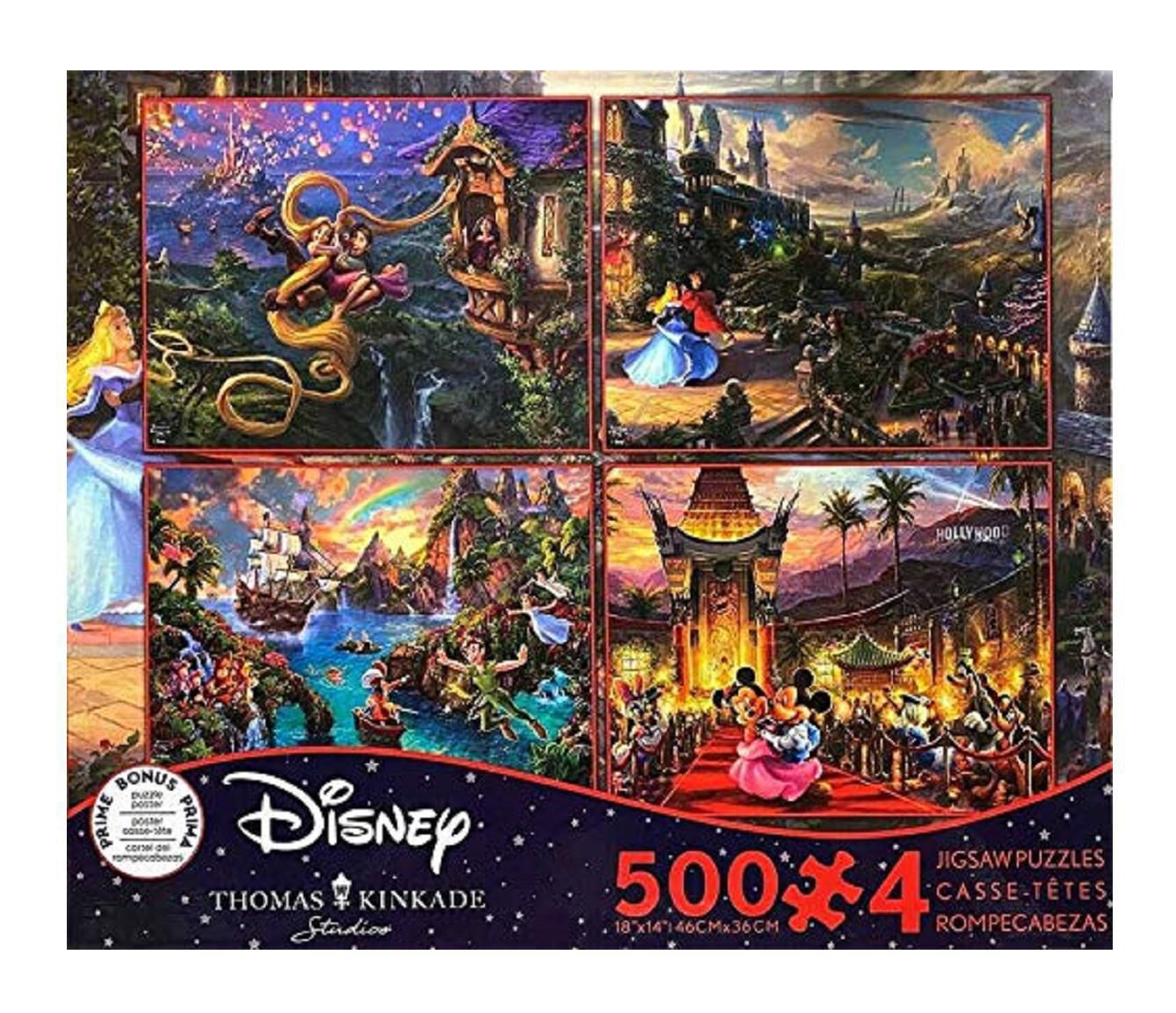 Thomas　Ceaco　Disney　Mickey　(Tangled,　Peter　4-in-1　Puzzles　Kinkade　and　Sleeping　Pan　Beauty,　500-Piece　Minnie)