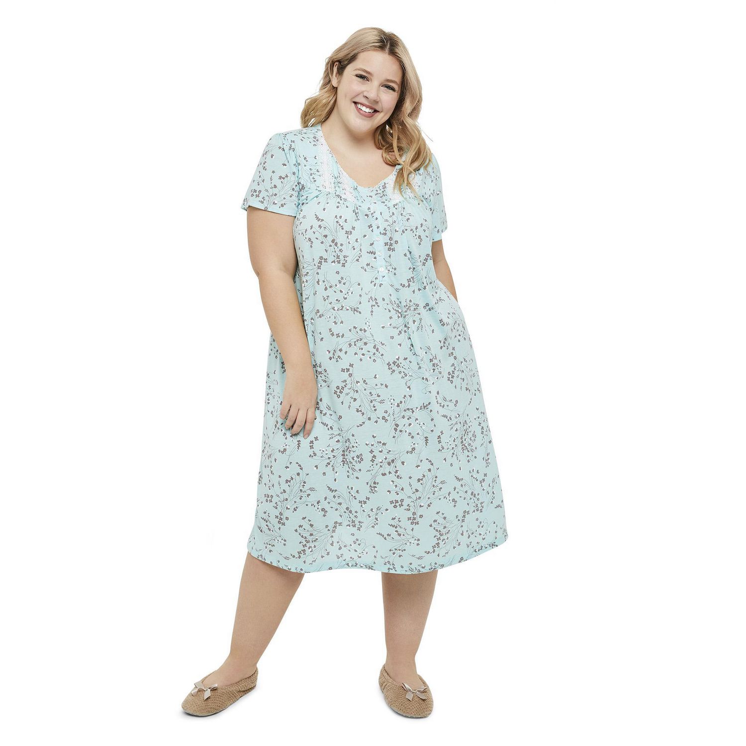 George Plus Women s Flutter Sleeve Nightgown Walmart