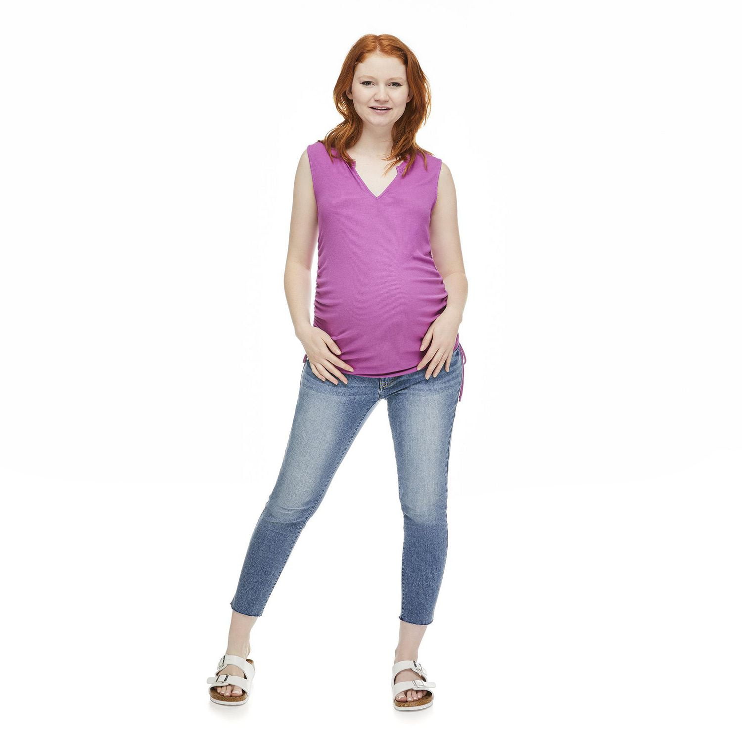 Débardeur côtelé avec côtés ruchés Paisley Sky Maternit