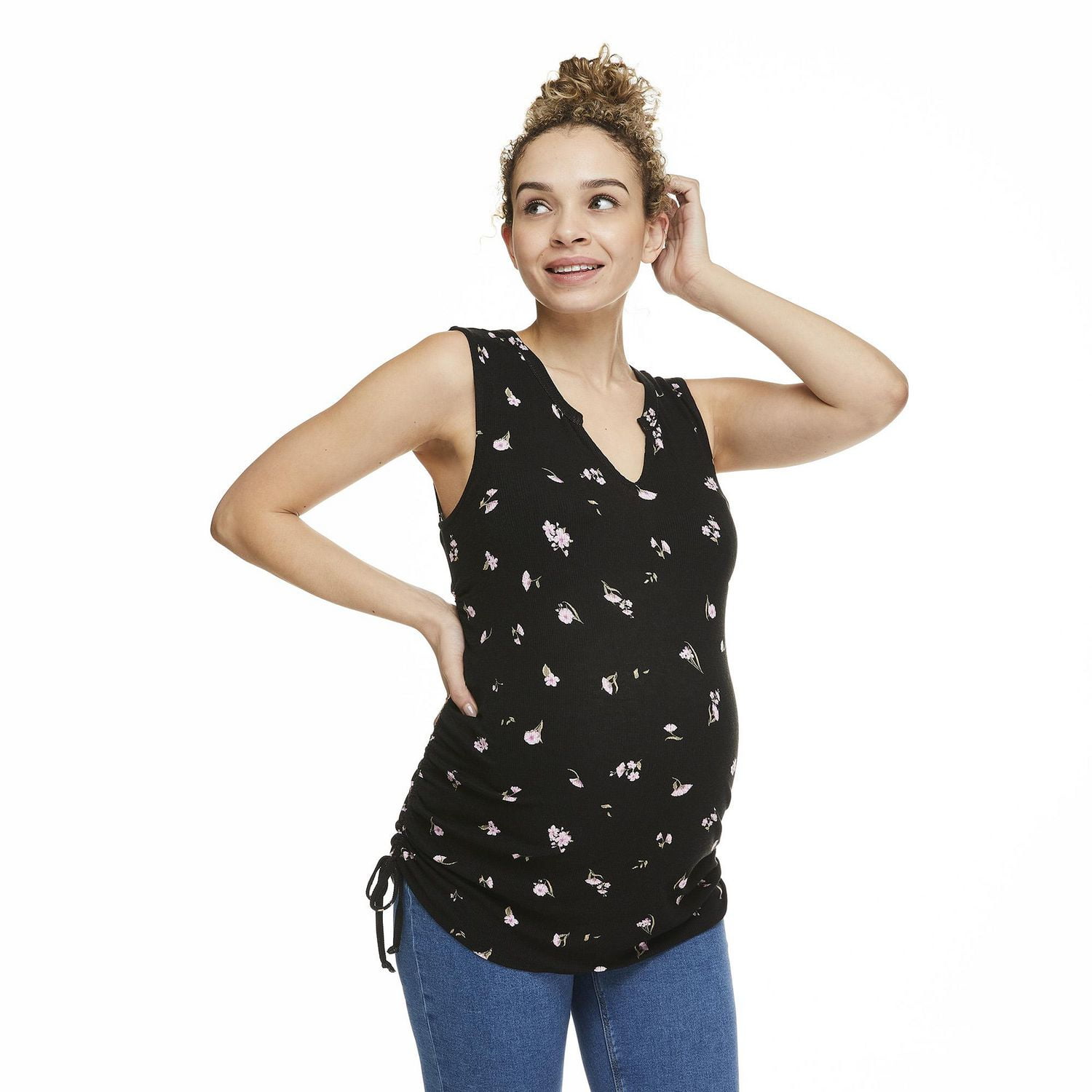 Débardeur côtelé avec côtés ruchés Paisley Sky Maternit