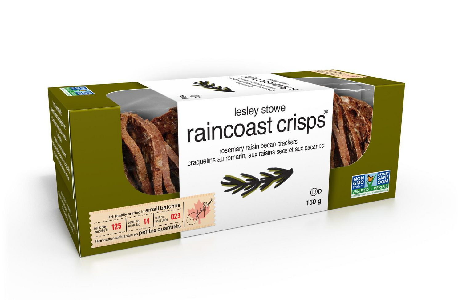 lesley stowe raincoast crisps romarin, raisins secs et noix de pécan LSFF RC romarin, raisins pécan