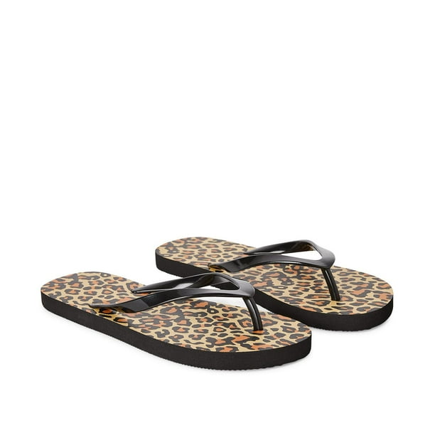 Time and Tru Women's Leopard Flip Flops - Walmart.ca