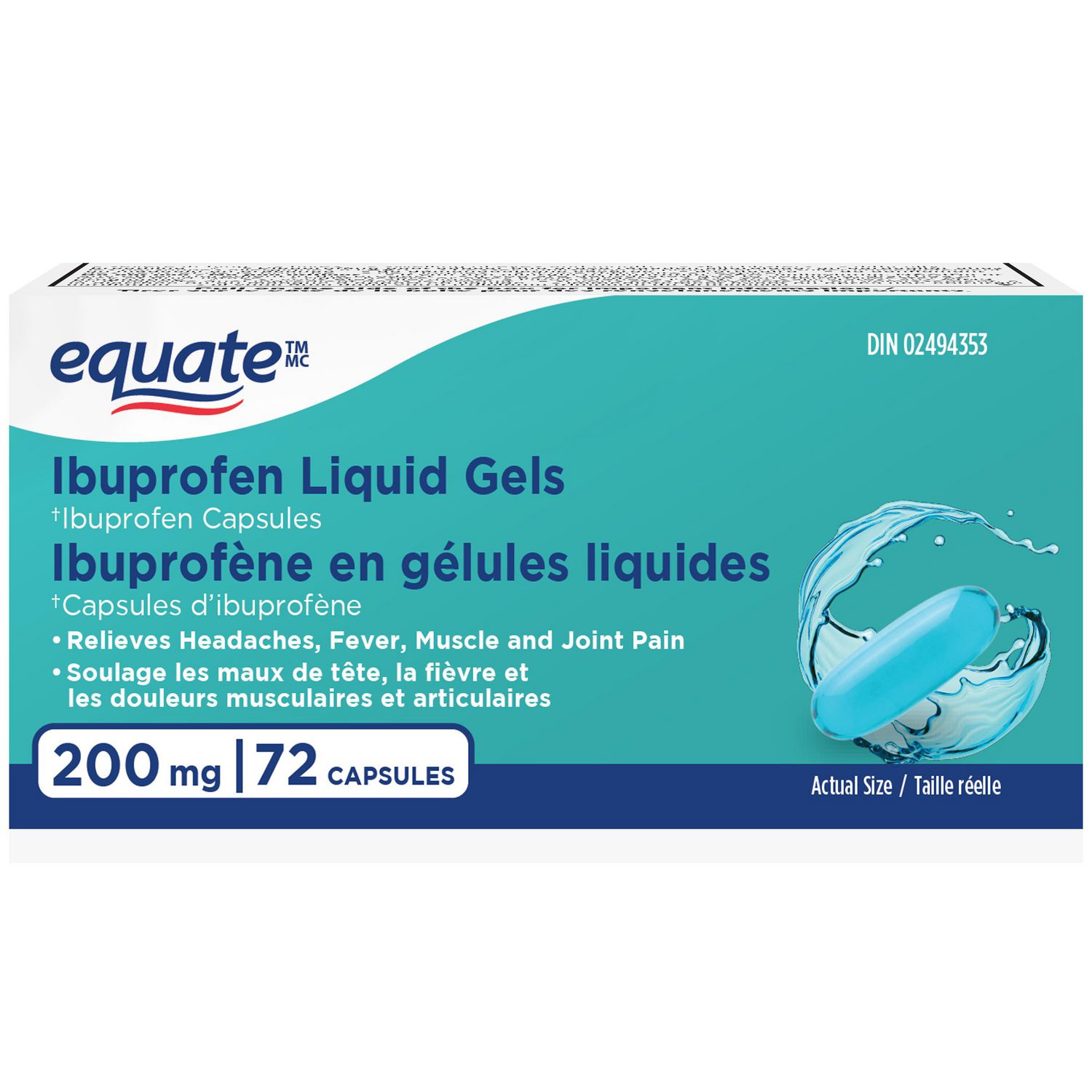 Equate Ibuprofen Liquid Capsules, 200mg