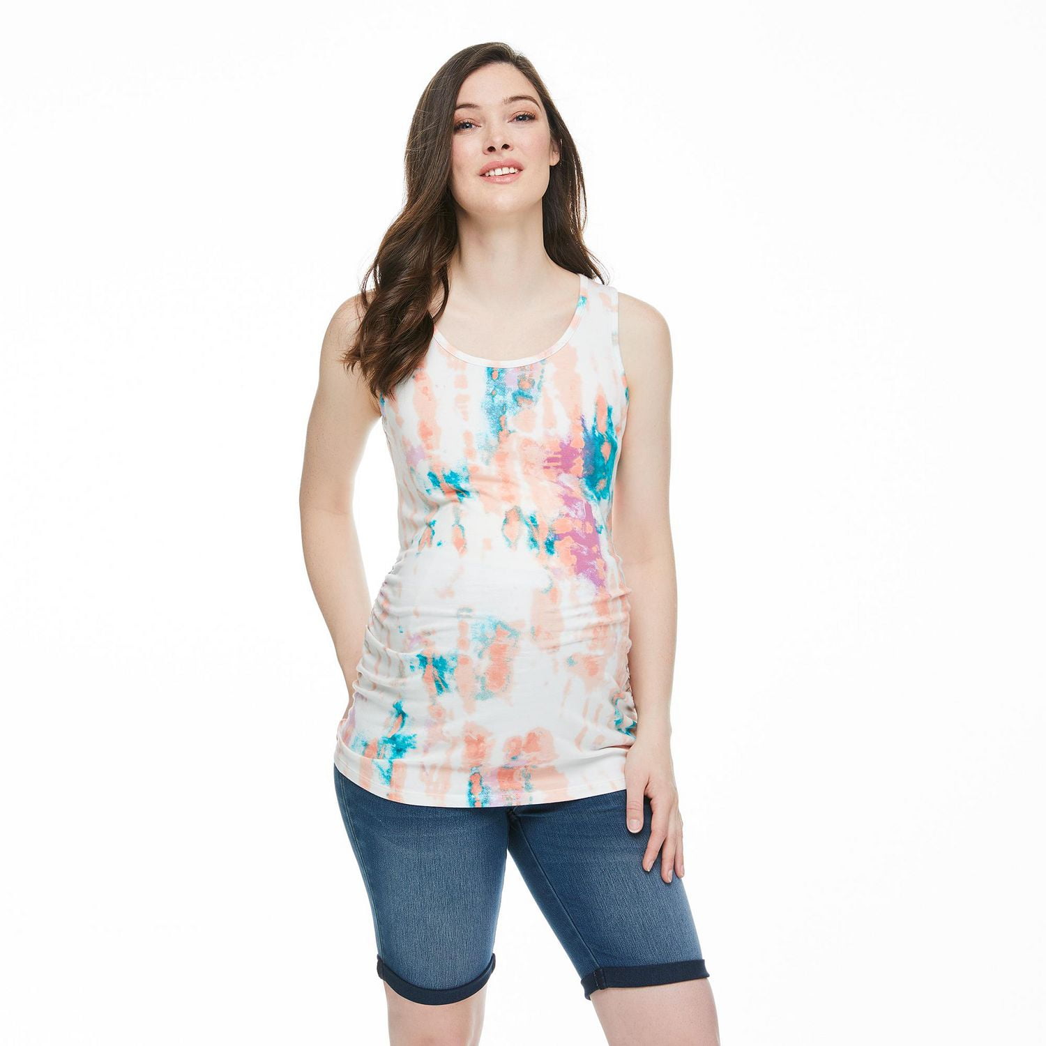Paisley Sky Maternity Ruched Side Tank