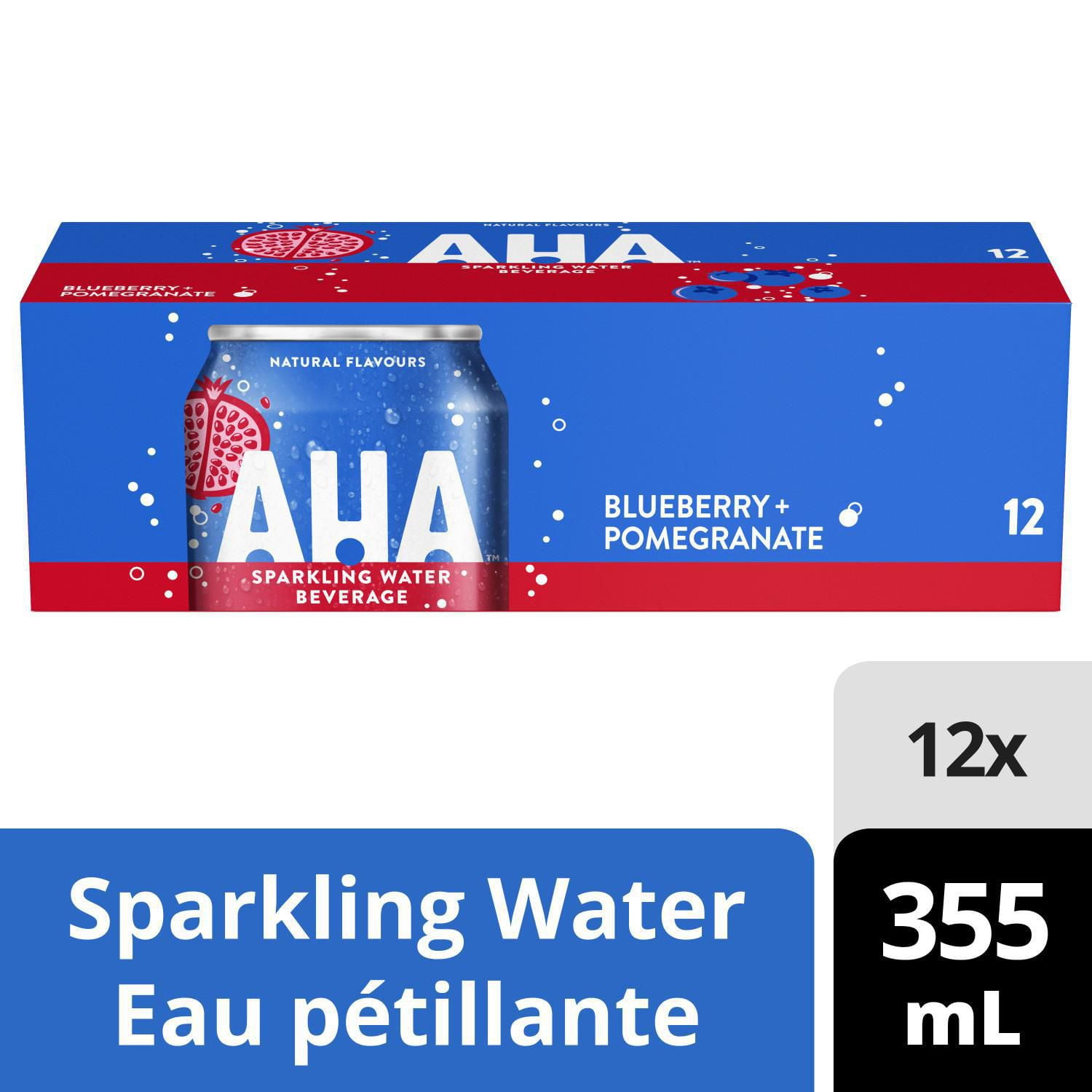 AHA Blueberry + Pomegranate Sparkling Water 355mL cans, 12 pack