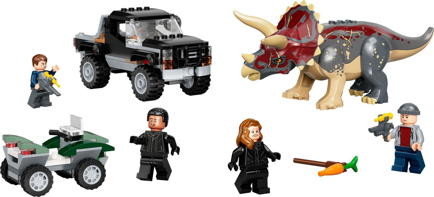 LEGO Jurassic World Triceratops Dinosaur Pickup Truck Ambush 76950 210 Pieces Walmart