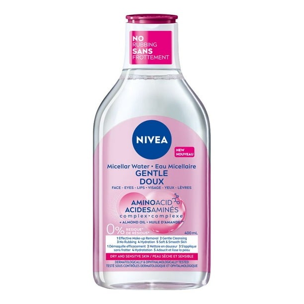 NIVEA – Eau micellaire pour peaux sèches et sensibles, nettoyant et démaquillant 400 ml