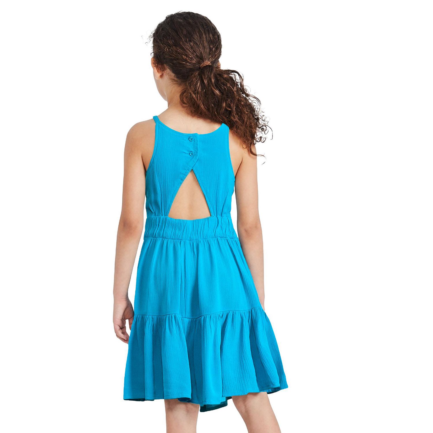 Robe chiffonnée à encolure bain-de-soleil George pour filles