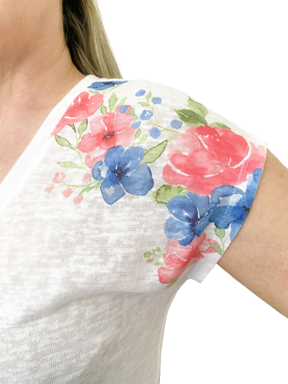 Time Square Women's Linen Look Front Tie Knot Top with print