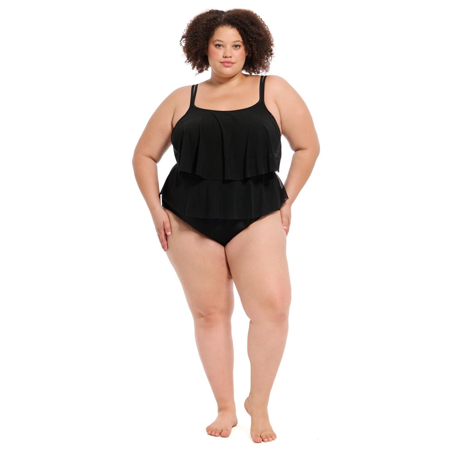 maillot tankini une-pièce femme Krista Plus à doubles bretelles avec haut de en mesh