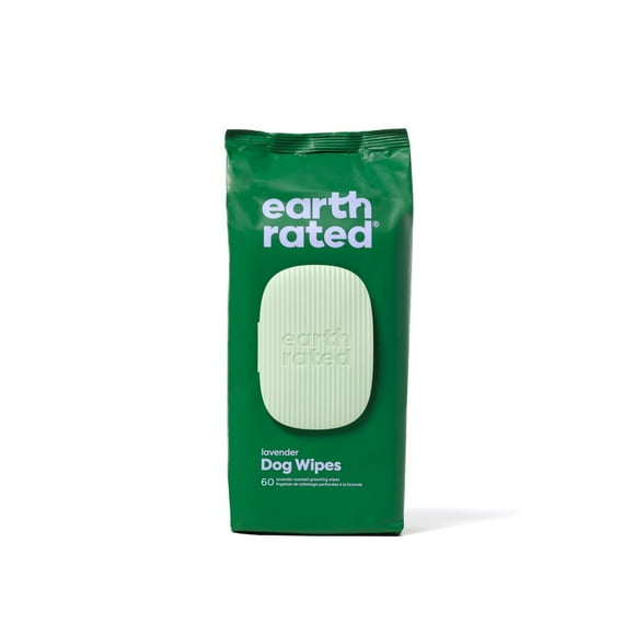 Earth Rated Hypoallergenic Dog Wipes, Cleaning and Odour-Controlling Grooming Wipes for Paws, Body, and Bum, Perfect for Puppy and Adult Dogs, Lavender Scent, 60 Count, 1 x 60 Count Grooming Wipes