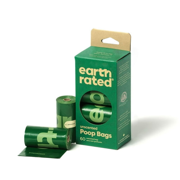 Earth Rated Unscented Poop Bags on 8 Refill Rolls, 60 Count