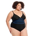 thumbnail image 2 of Krista Plus Size 1PC W/Binding Women's V-Neck One Piece Swimsuit, 2 of 7