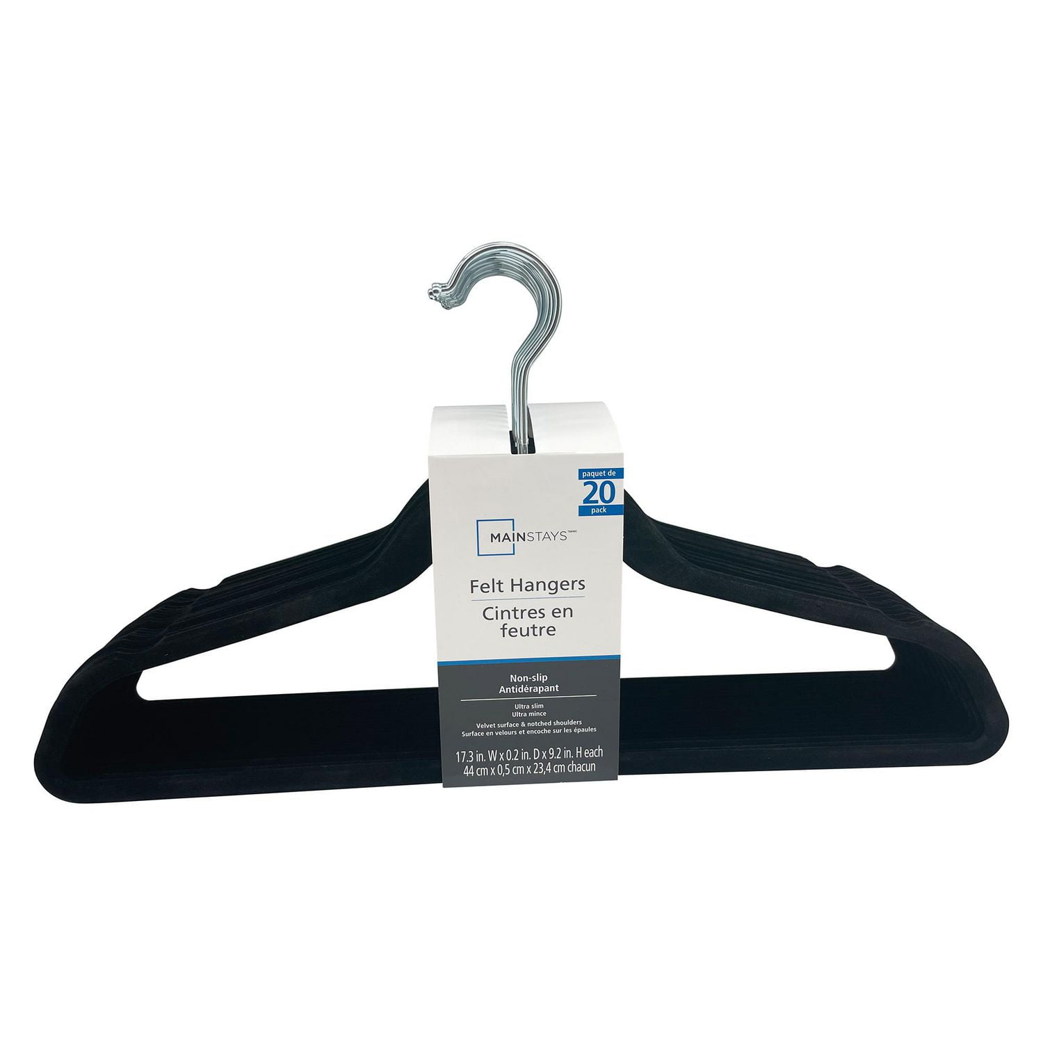 Premium Velvet Hangers - Non-Slip, Durable, Space Saving Felt Hangers for  Closet w/ 360 Degree Chrome Swivel Hook - 20 Pack - Black 